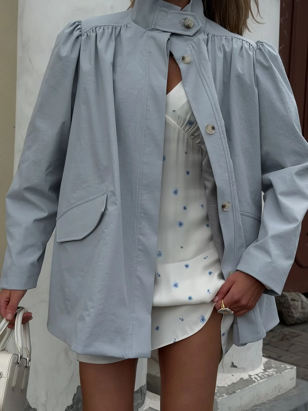 nice fall outfits 2026 Powder Blue Outerwear For Early Fall