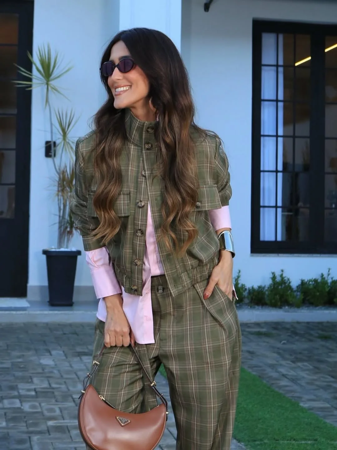 nice fall outfits 2026 Plaid Tailoring With A Hint Of Pink
