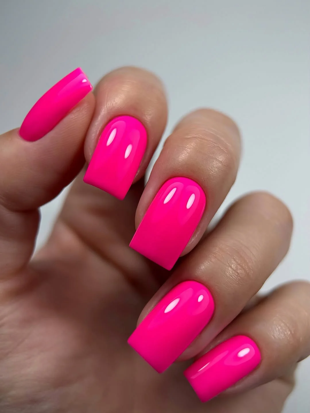 plain summer nails 2026 Electric Pink Statement Square