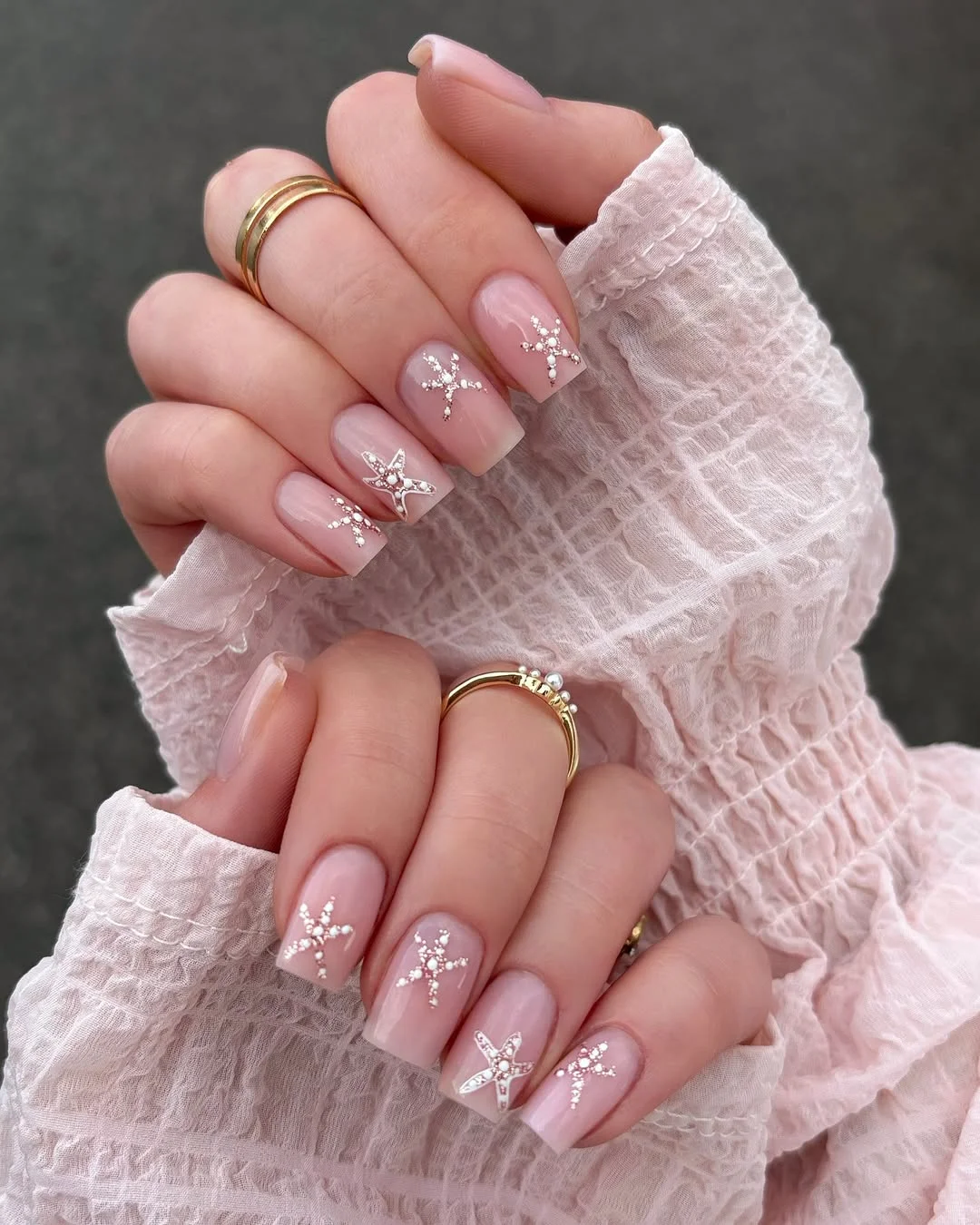 starfish summer nails 2026 Soft Pink Starfish Sparkle