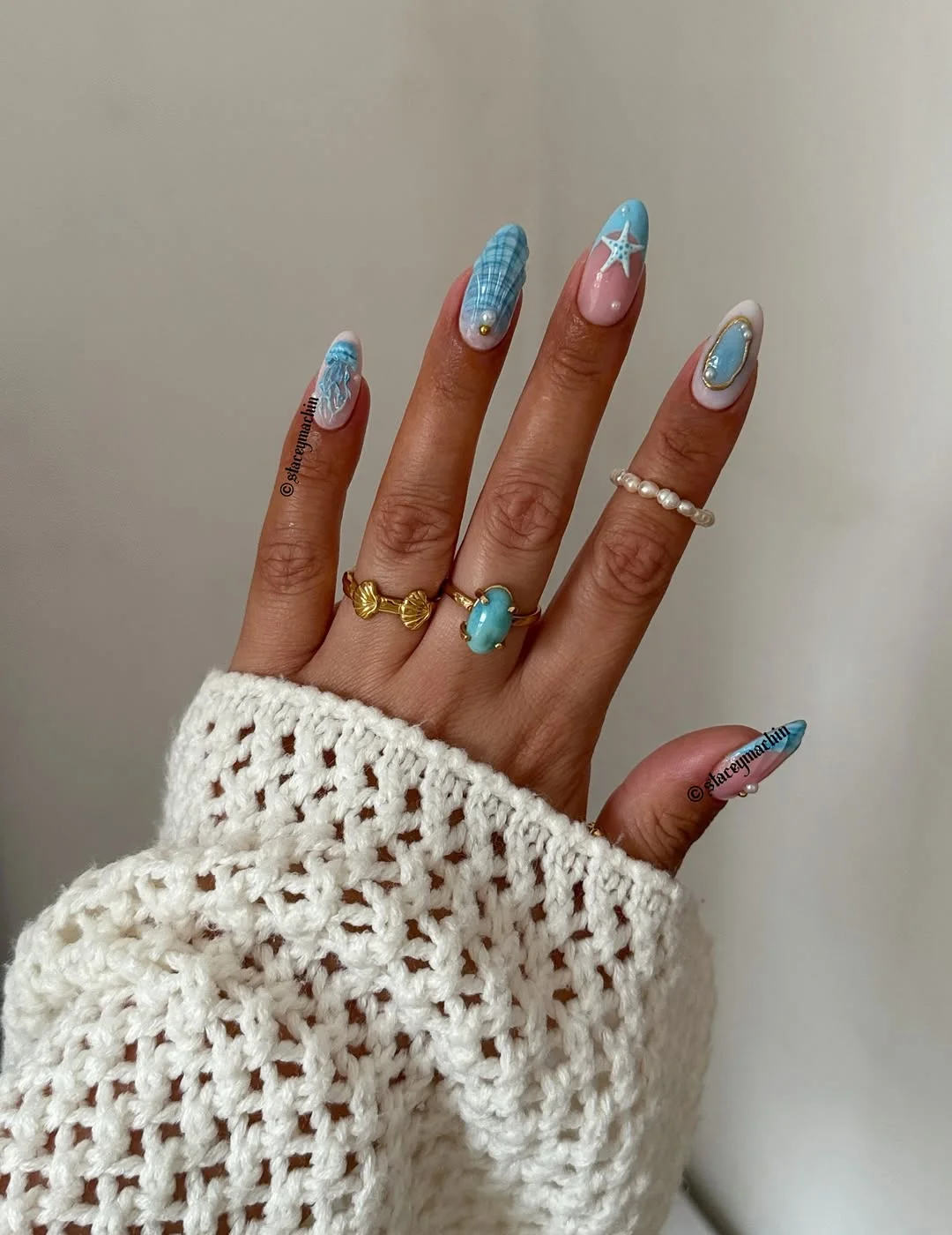 starfish summer nails 2026 Blue Coastal Treasure Nails