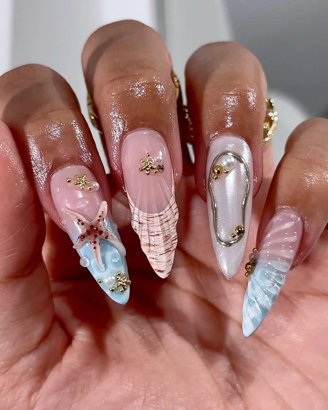 starfish summer nails 2026 Seashell Fantasy Beach Art