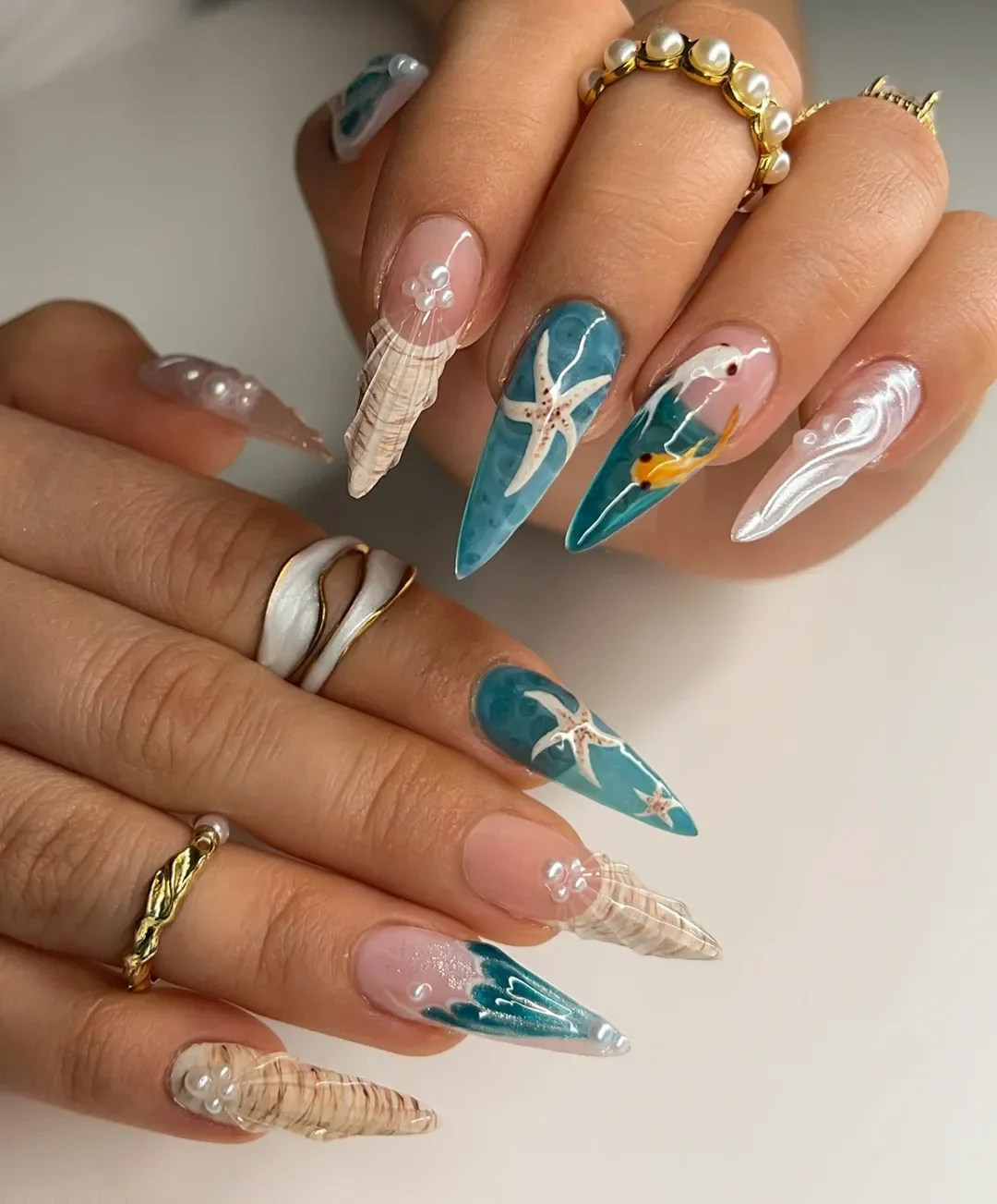 starfish summer nails 2026 Teal Ocean Fantasy Art