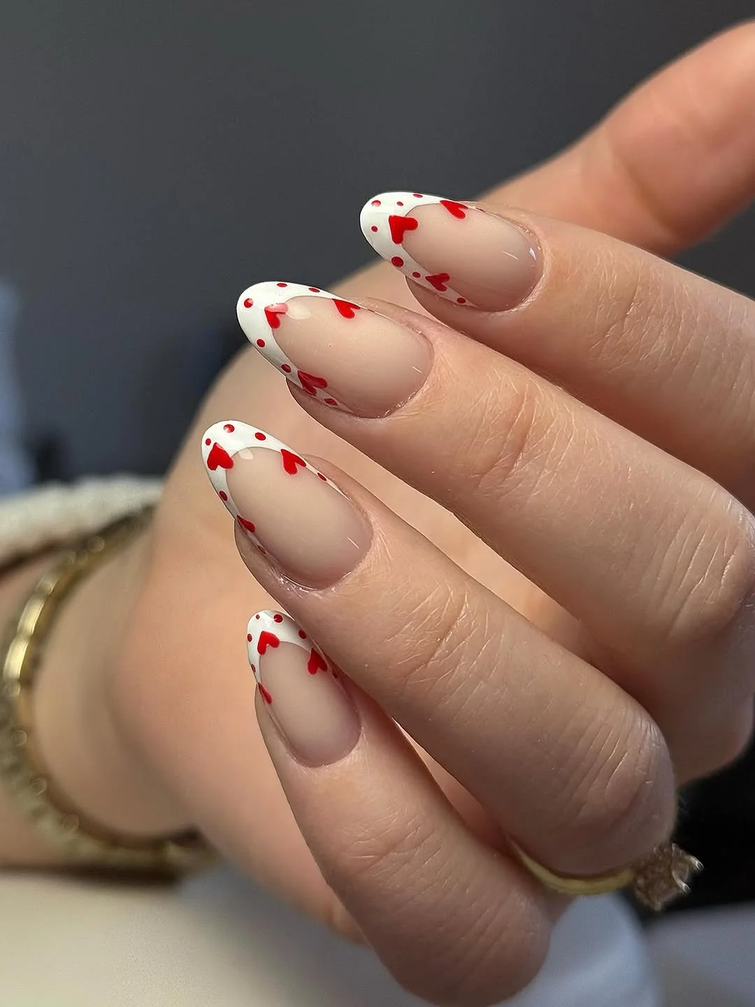 summer oval nails 2026 Playful Heart French Tips with a Romantic Twist