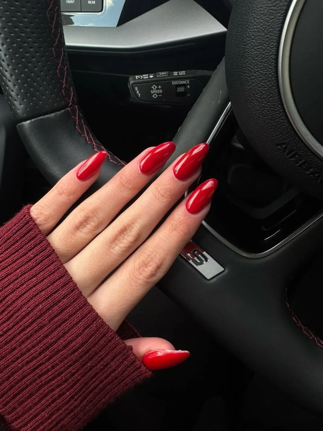 summer oval nails 2026 Classic Cherry Red Oval Nails That Never Go Out of Style
