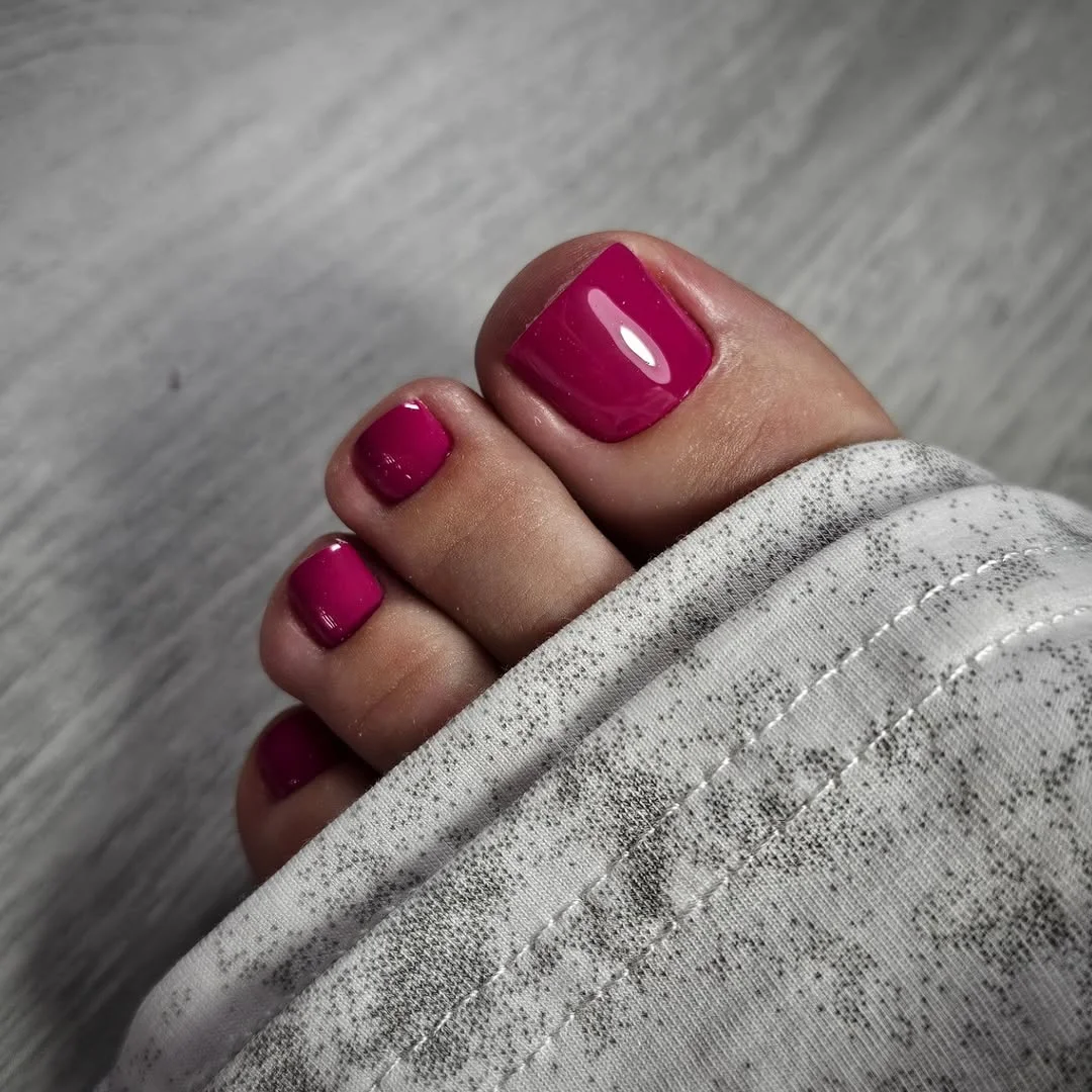 summer pedicure nail art 2026 Glossy Hot Pink For Every Summer Mood