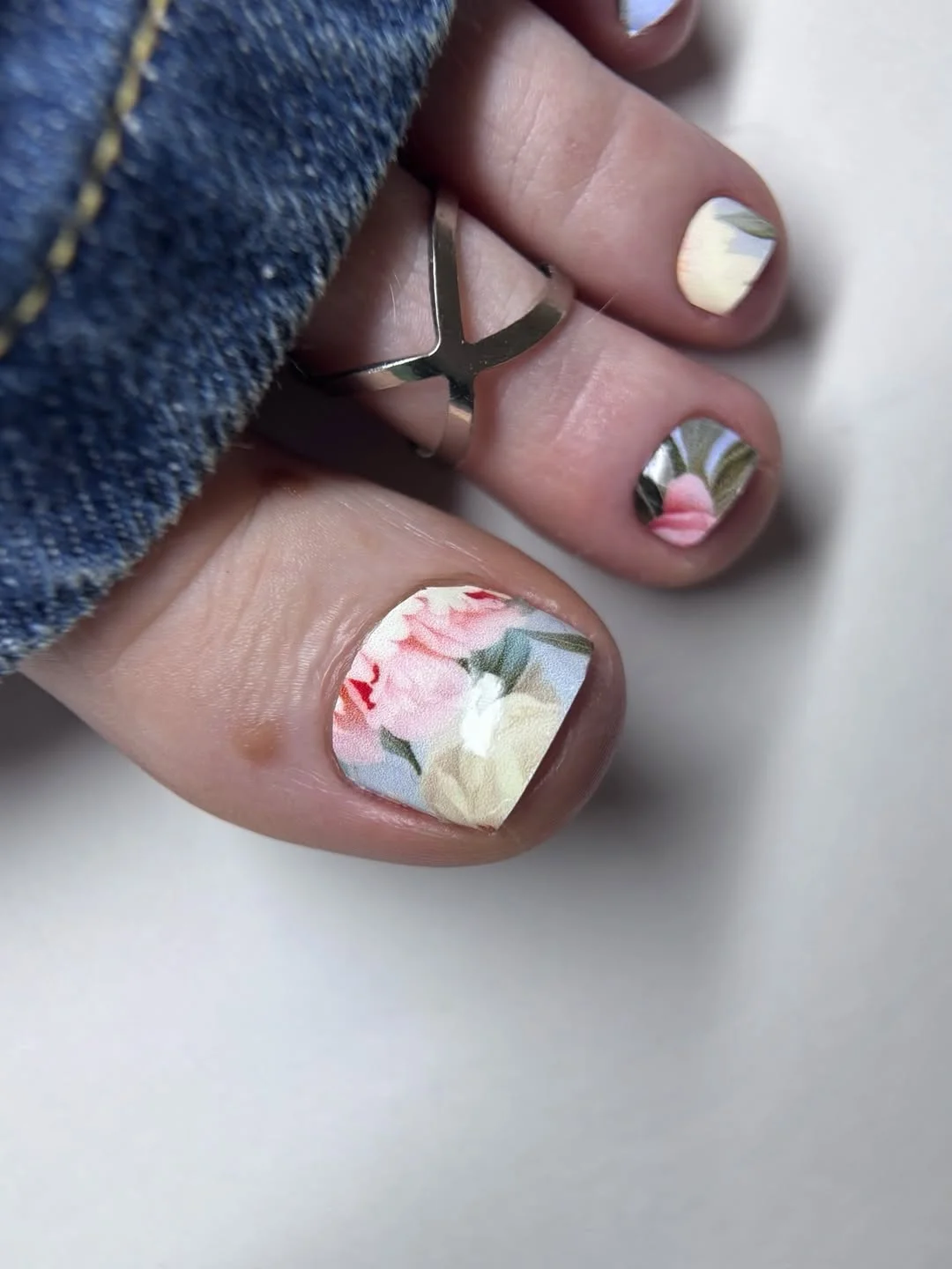 summer pedicure nail art 2026 Soft Floral Watercolor Toenails