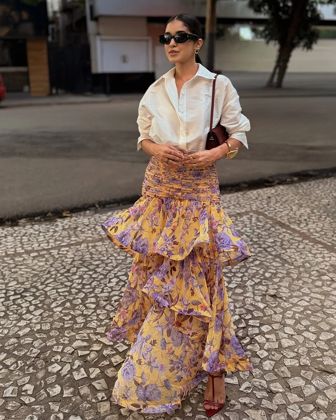 summer to fall outfits 2026 Romantic Floral Skirts Meet Tailored Shirting