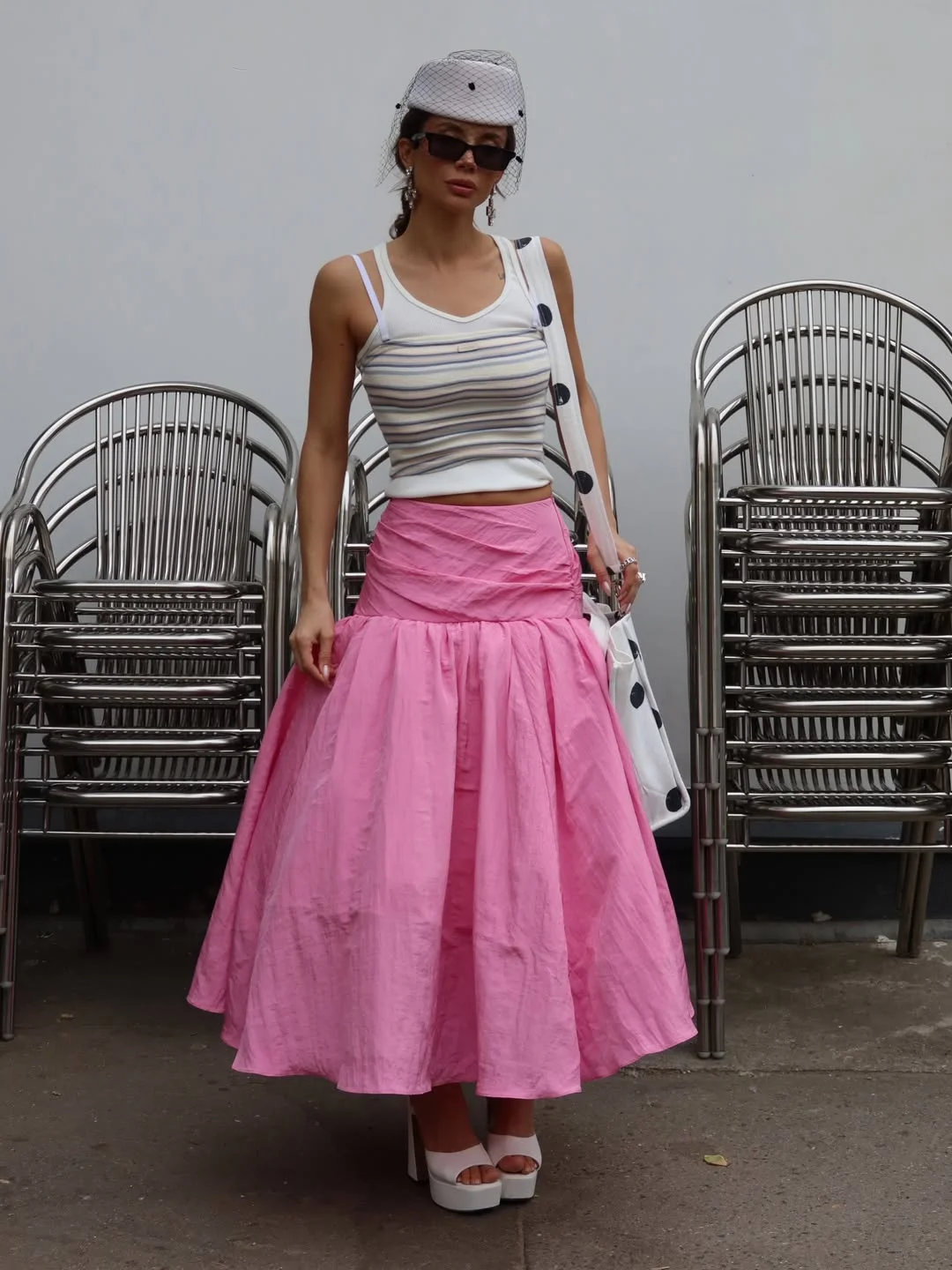 summer to fall outfits 2026 Pink Midi Skirts With Playful Vintage Charm