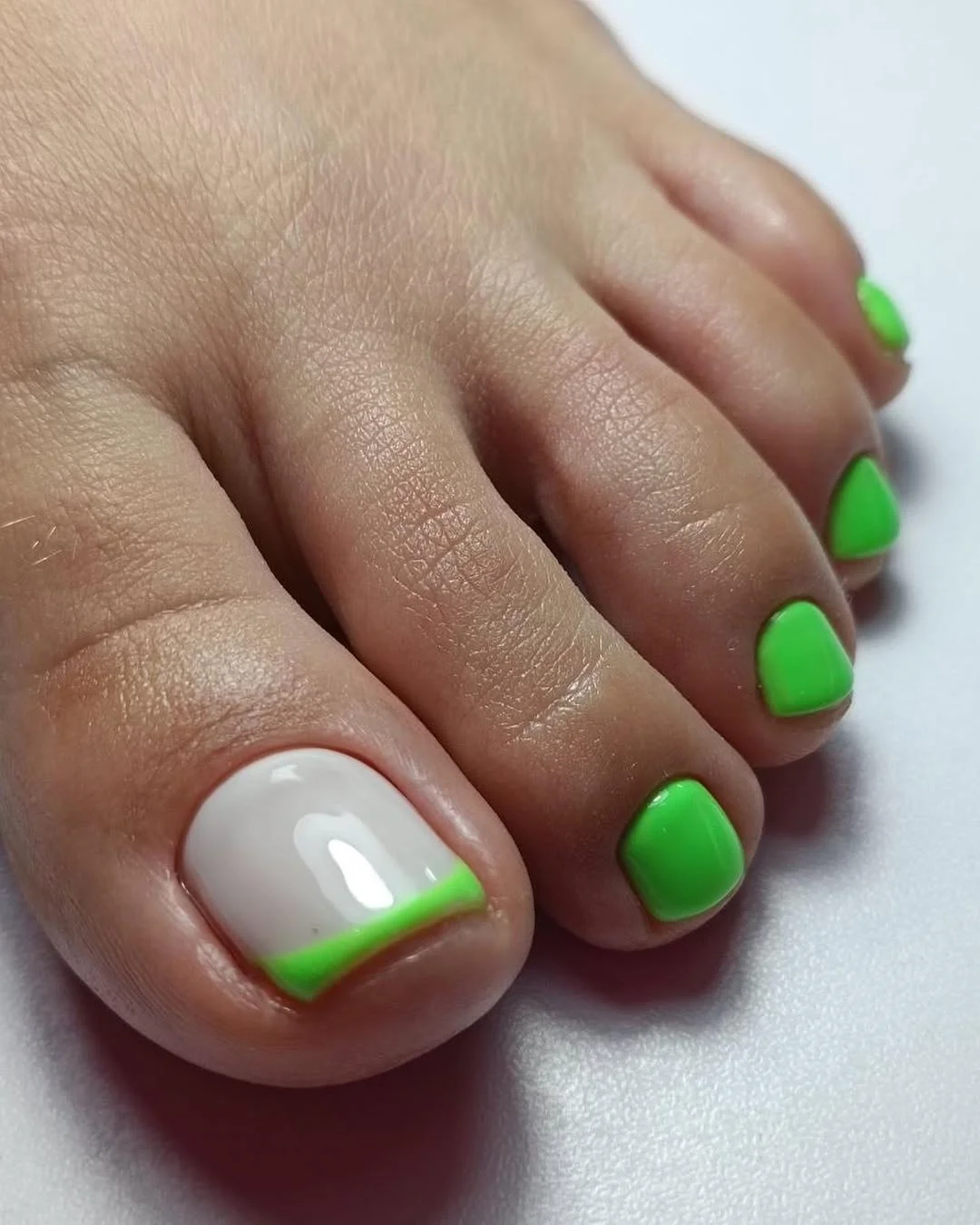 summer white french toes 2026 Neon Green French Tips With a Modern Summer Edge