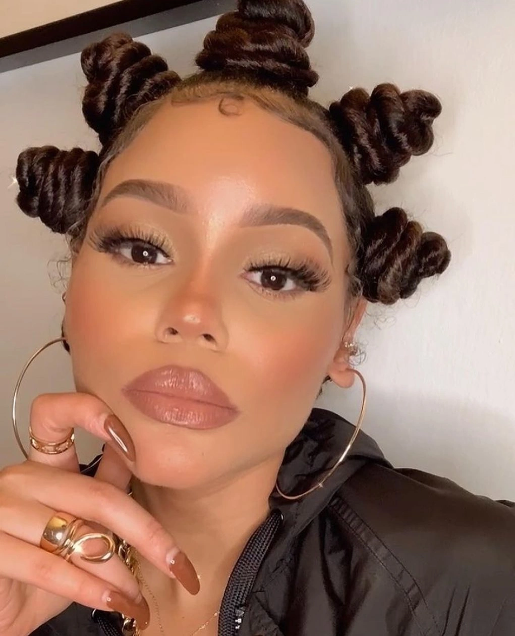 bantu knots hairstyles Glossy Mini Bantu Knots With Sleek Edges