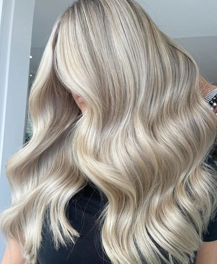 beige blond hair color Silky Pearl Beige Blonde Waves