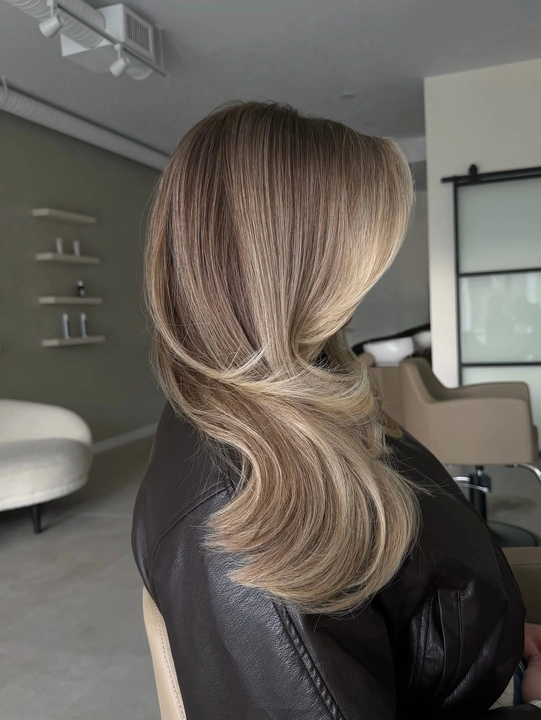 beige blond hair color Smoky Beige Layers With Feathered Volume