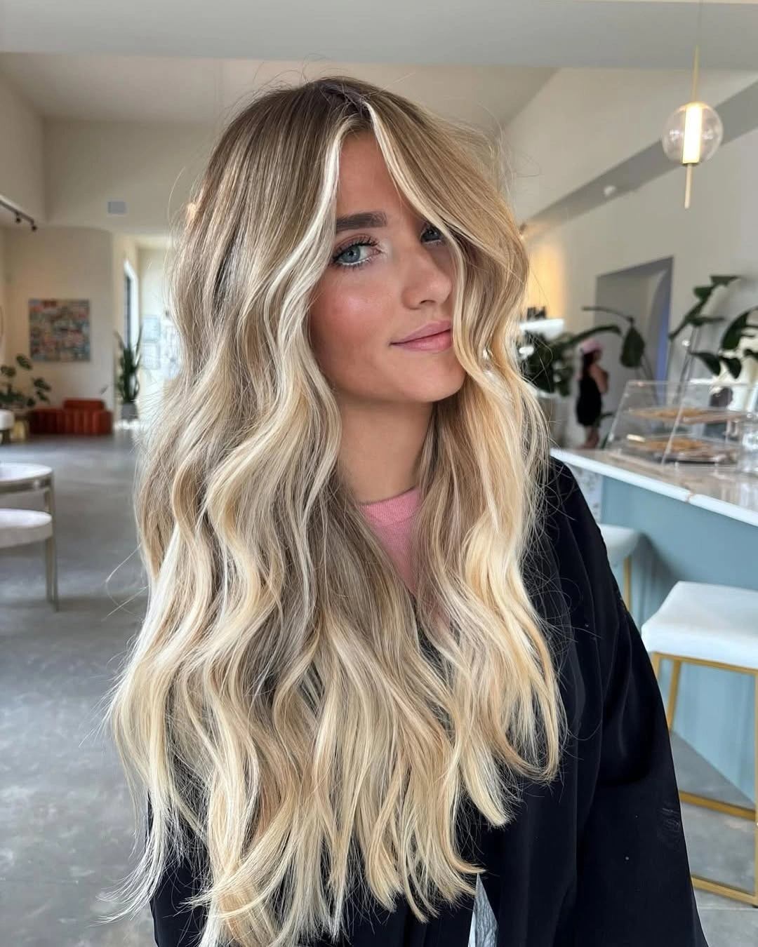 beige blond hair color Beachy Beige Blonde With Bright Money Piece