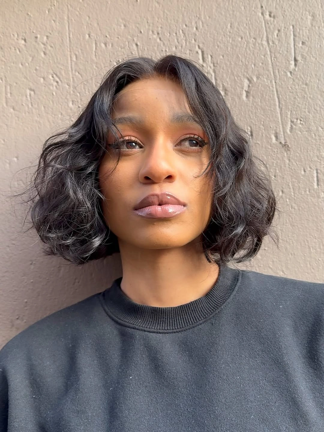 bob hairstyles for black women Soft Wavy French Bob with Natural Texture