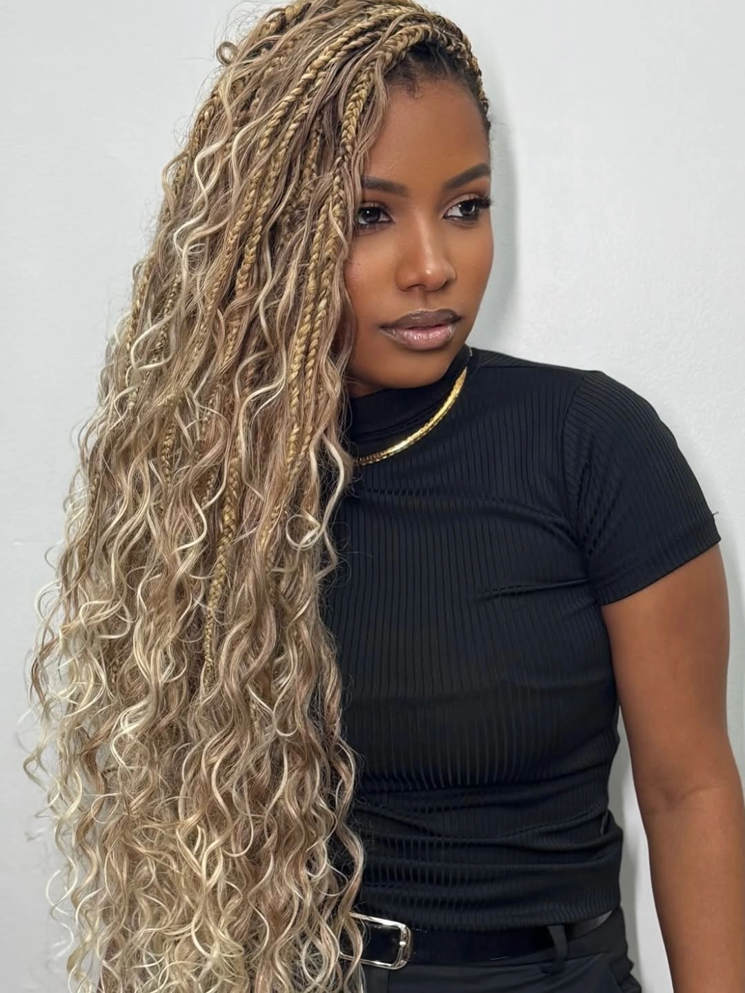 bora bora braids hairstyle Side Swept Boho Curls