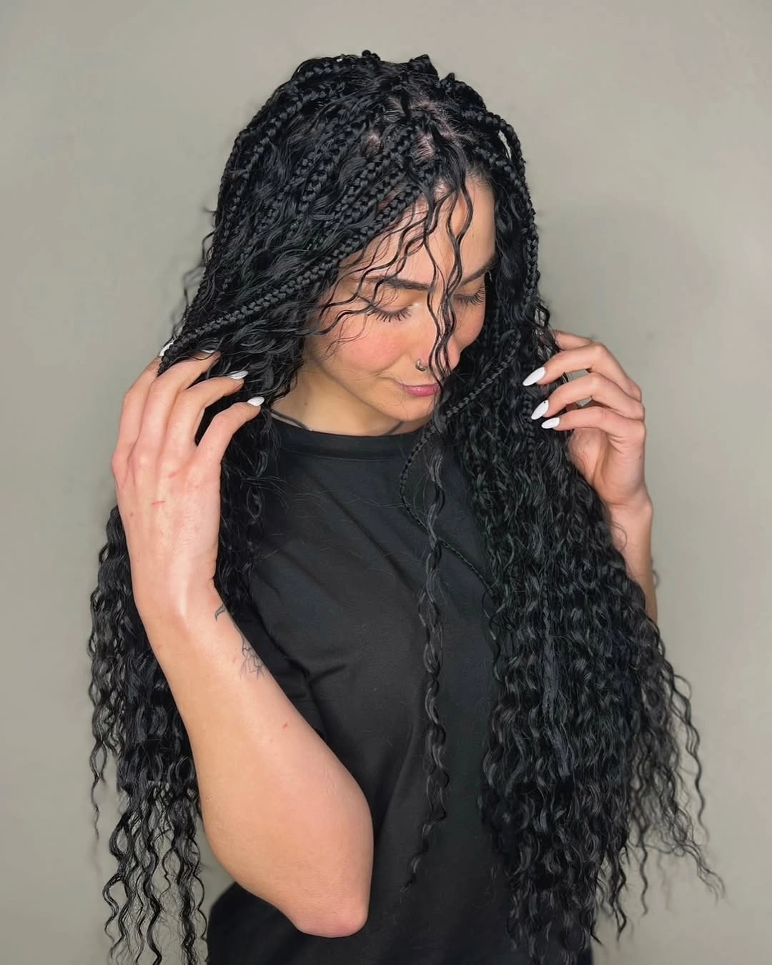 bora bora braids hairstyle Soft Curly Braids With Face Framing Details