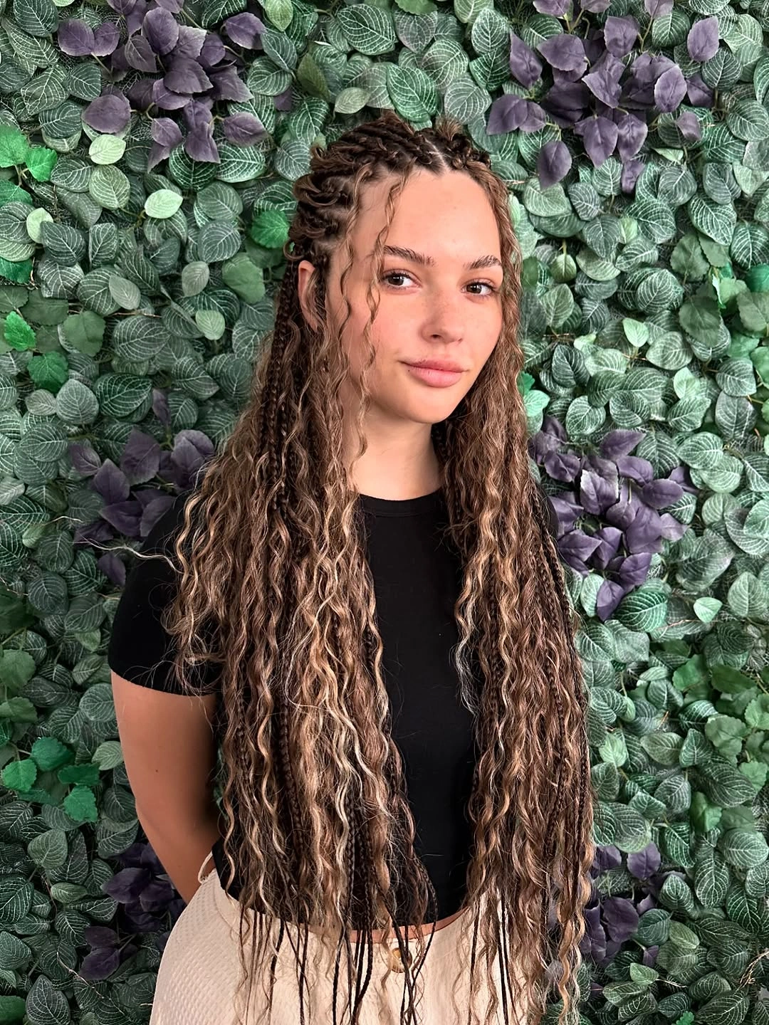 bora bora braids hairstyle Half Boho Braids With Textured Length