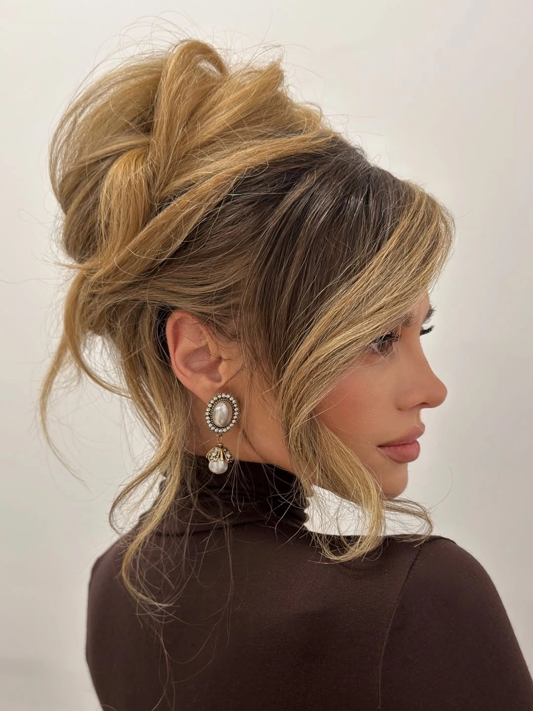 bridesmaid hairstyling Soft Textured Updo With Face Framing Layers