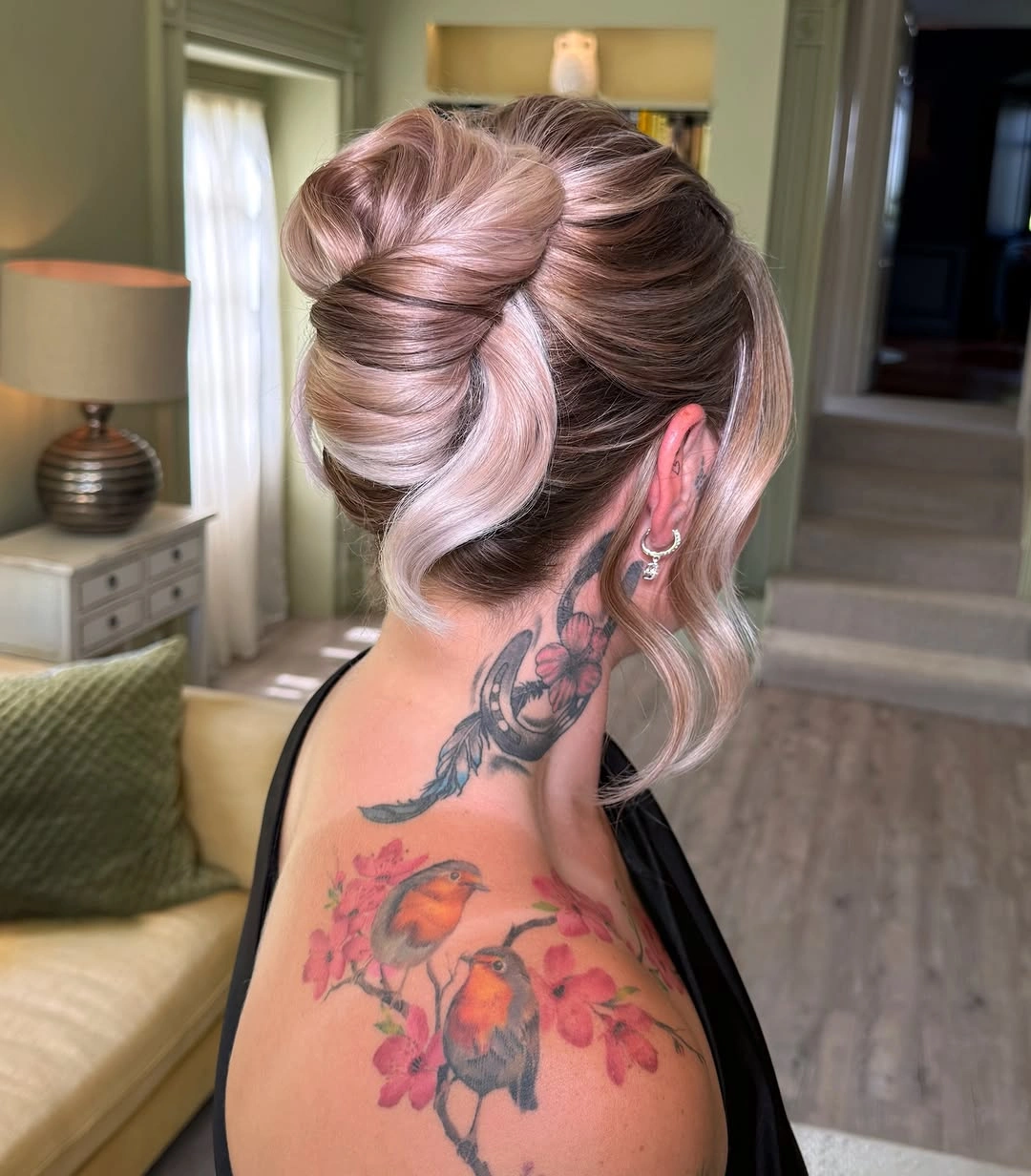 bridesmaid hairstyling Soft Textured Updo With Face Framing Pieces