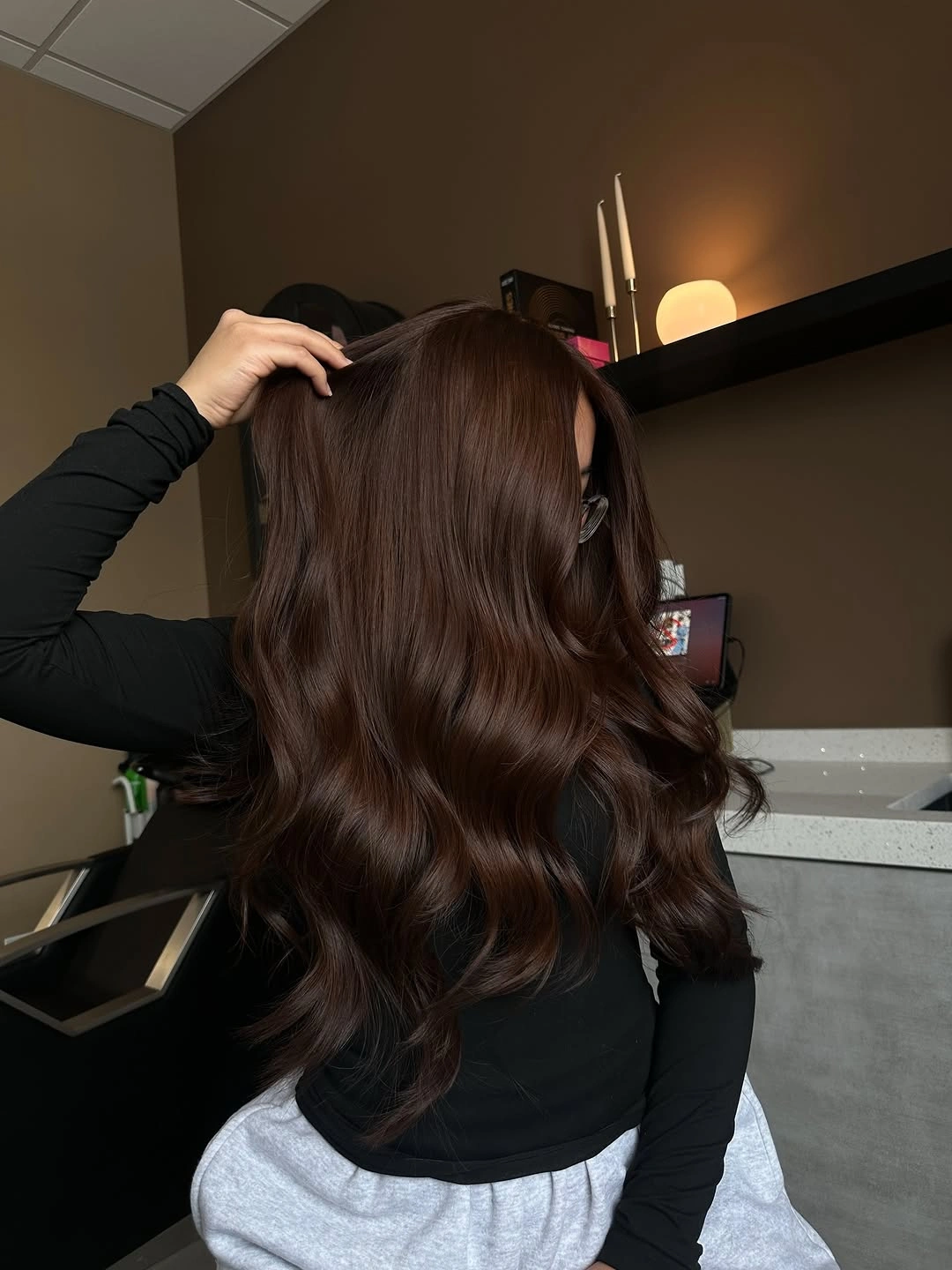 chestnut brown hair color Deep Velvet Brunette With Mirror Shine