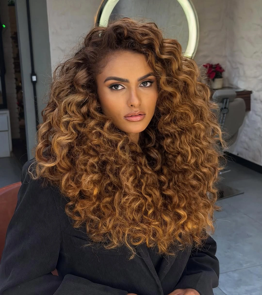 chestnut brown hair color Golden Chestnut Curls Full Of Volume