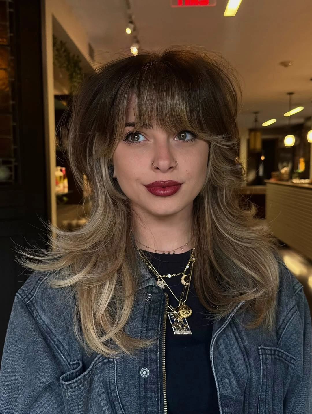 choppy medium layered hair Feathered Layers With Soft Curtain Bangs