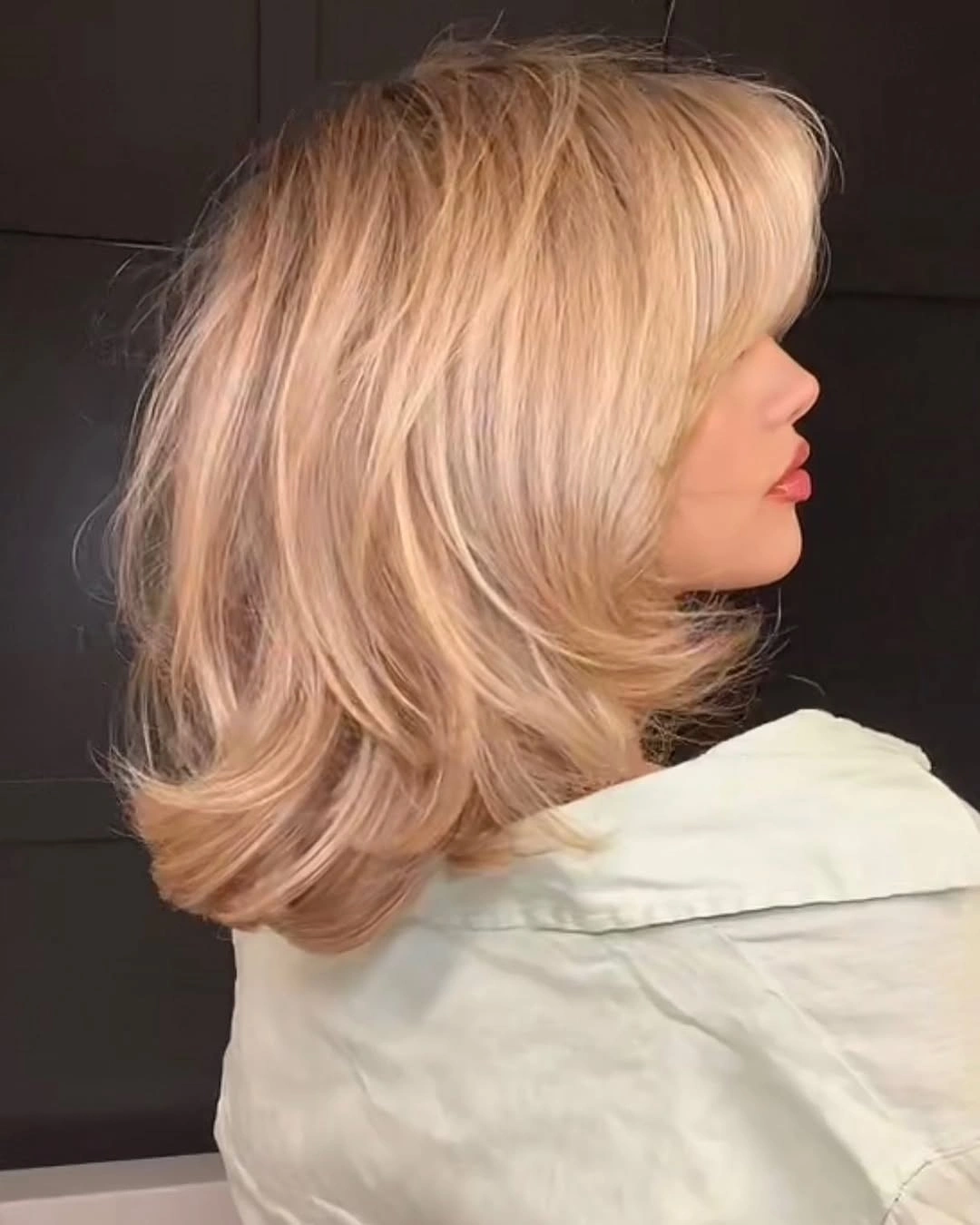 choppy medium layered hair Airy Blonde Layered Bob With Feathered Ends
