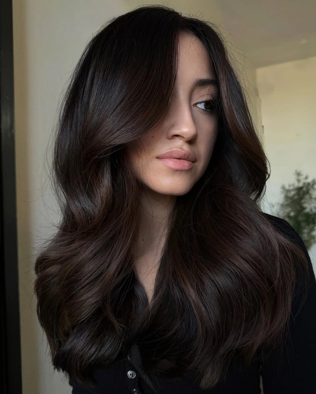 dimensional brunette hair color Chocolate Brunette With Silky Ribbon Waves