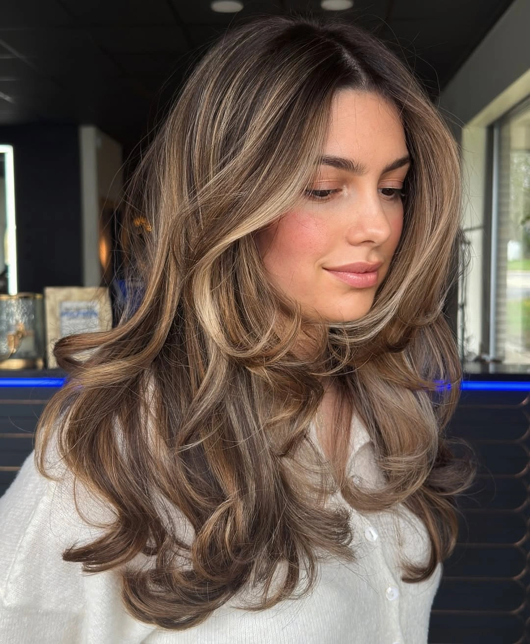 dimensional brunette hair color Luxury Beige Brunette With Bouncy Layers