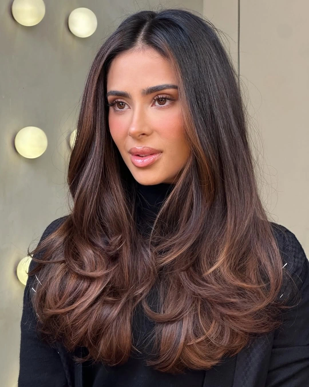 dimensional brunette hair color Rich Cocoa Brunette With Bouncy Layers
