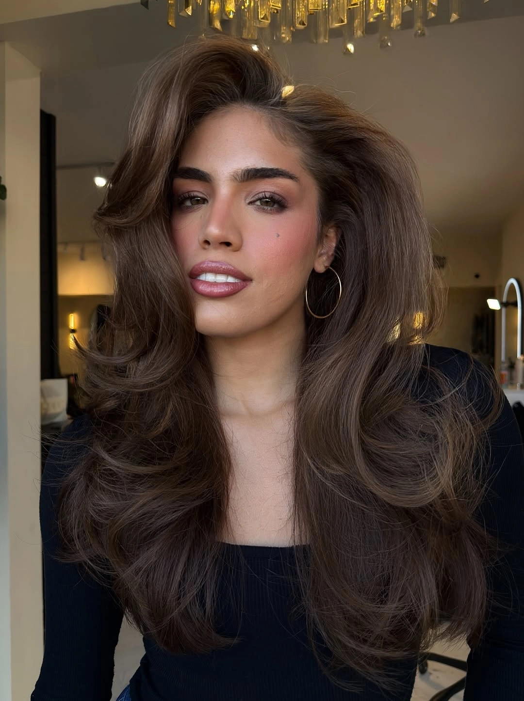 dimensional brunette hair color Modern Blowout Brunette With Luxe Dimension