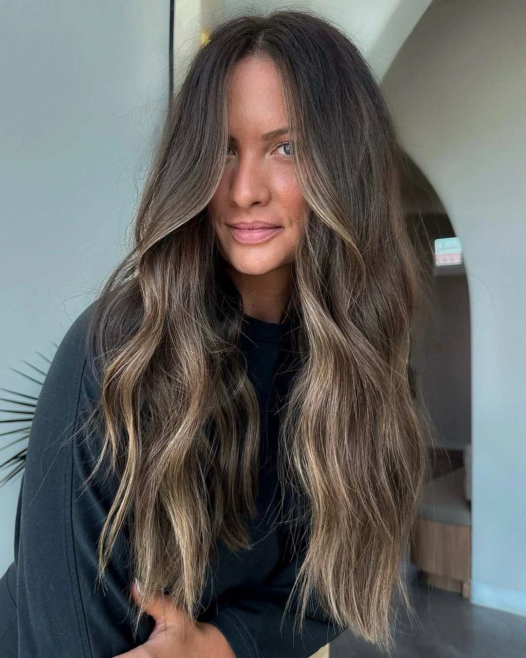 dimensional brunette hair color Natural Brunette Waves With Lived In Dimension