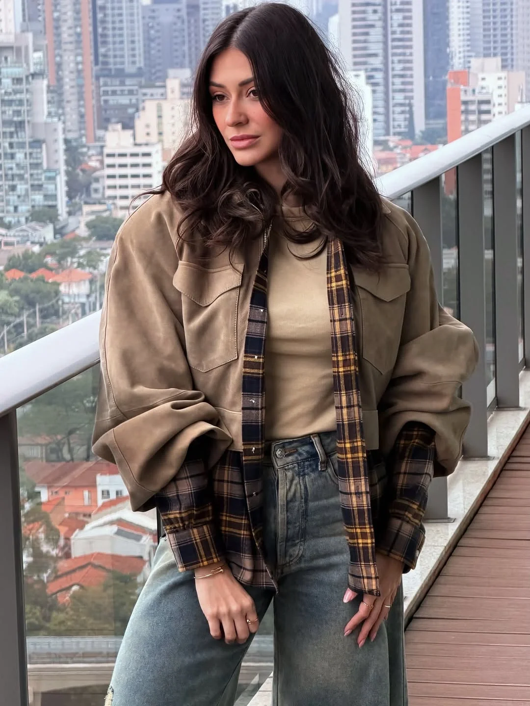 easy fall outfits 2026 Plaid Layers With Relaxed Denim Balance