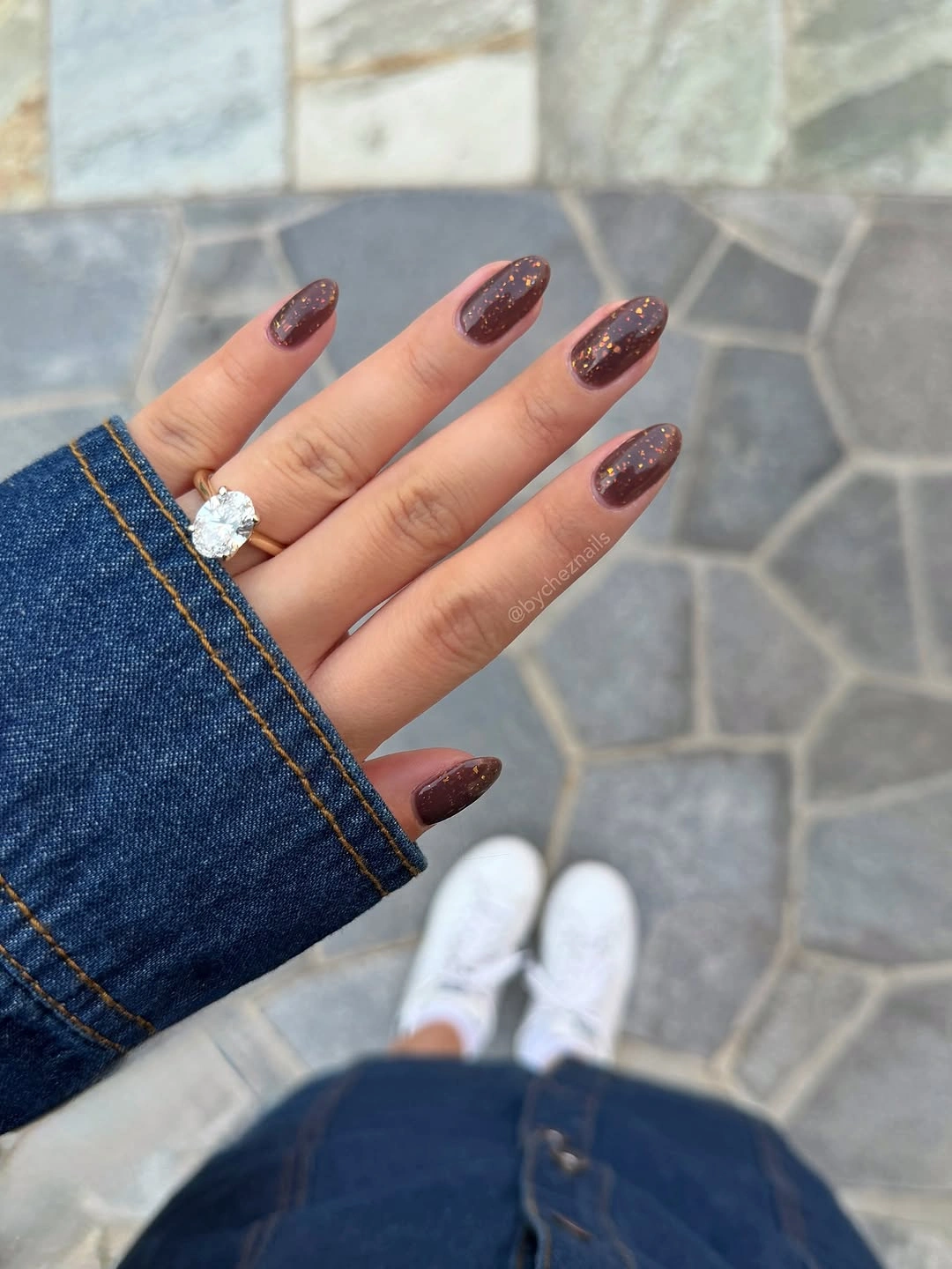 fall almond nails 2026 Chocolate Shimmer Almond Nails