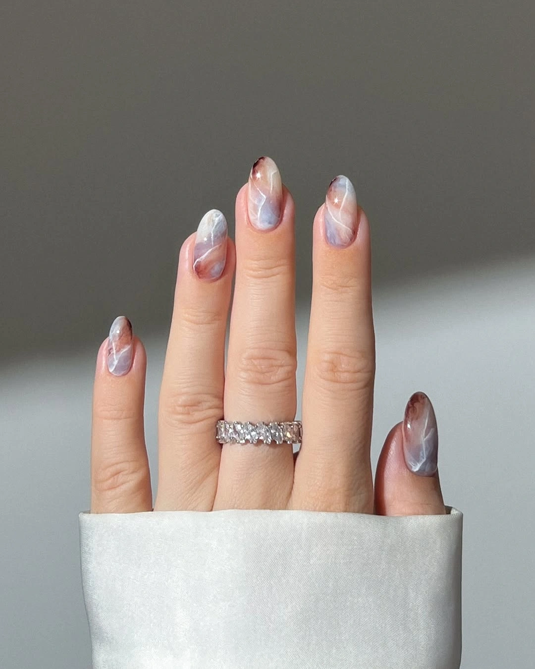 fall almond nails 2026 Soft Marble Almond Nails