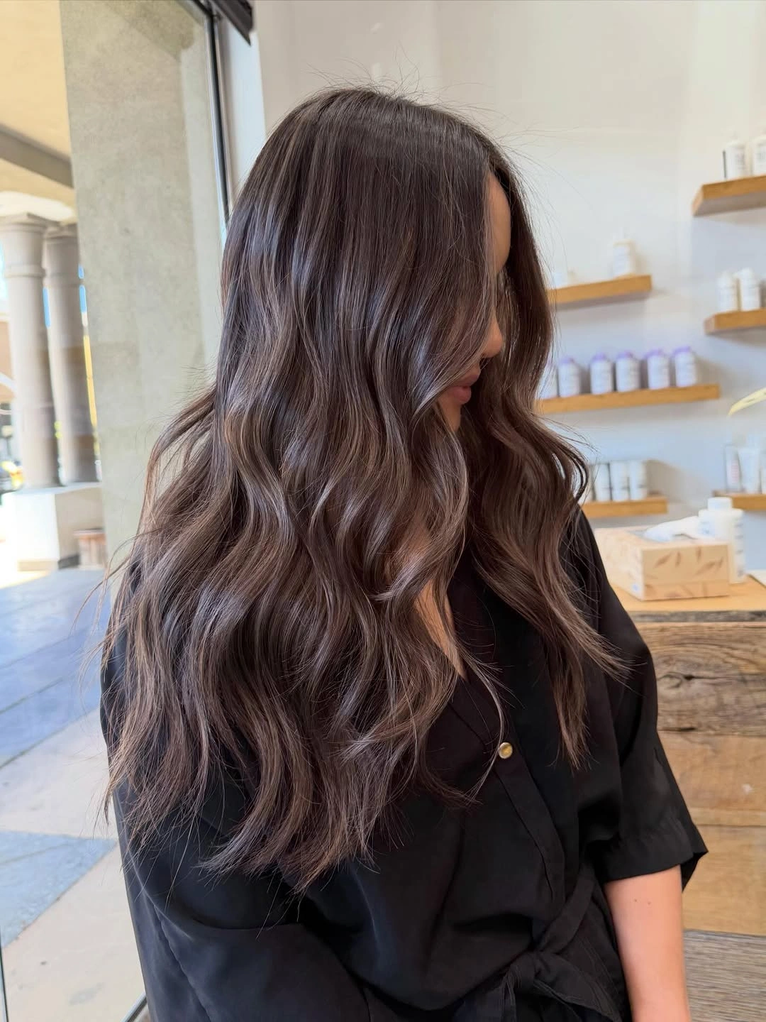 fall brunette hair colour 2026 Velvet Espresso Waves With Soft Dimension
