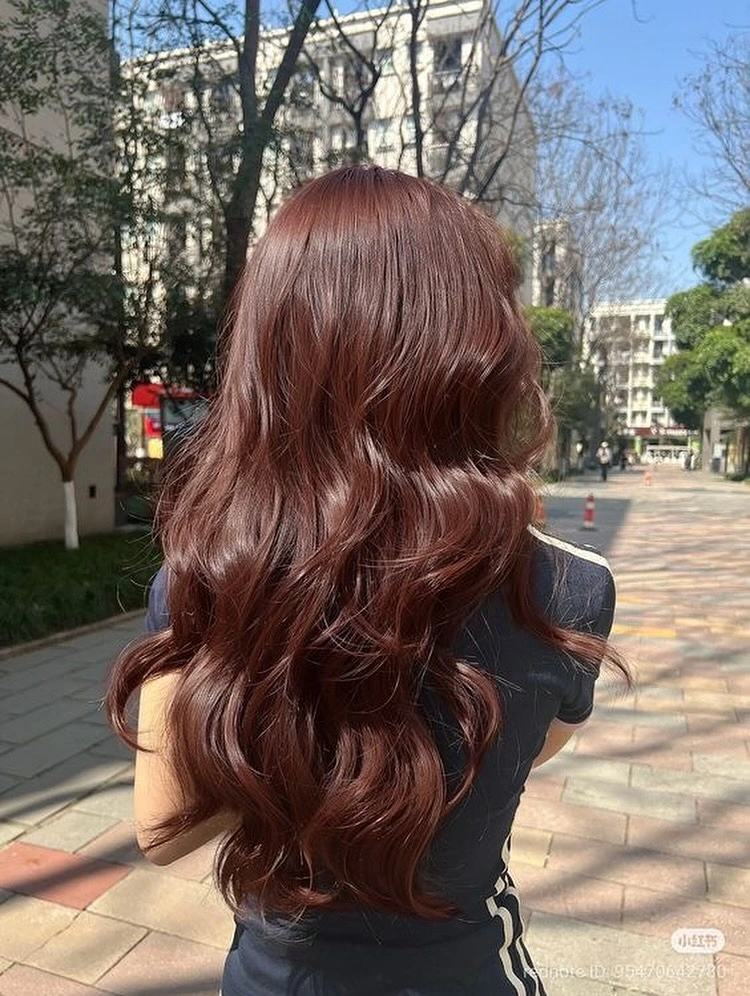 fall brunette hair colour 2026 Cherry Espresso Brunette With Romantic Waves