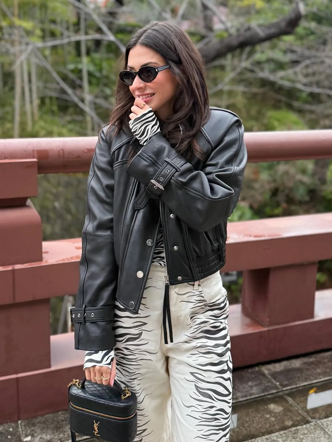fall comfy outfits 2026 Oversized Leather Meets Bold Animal Print