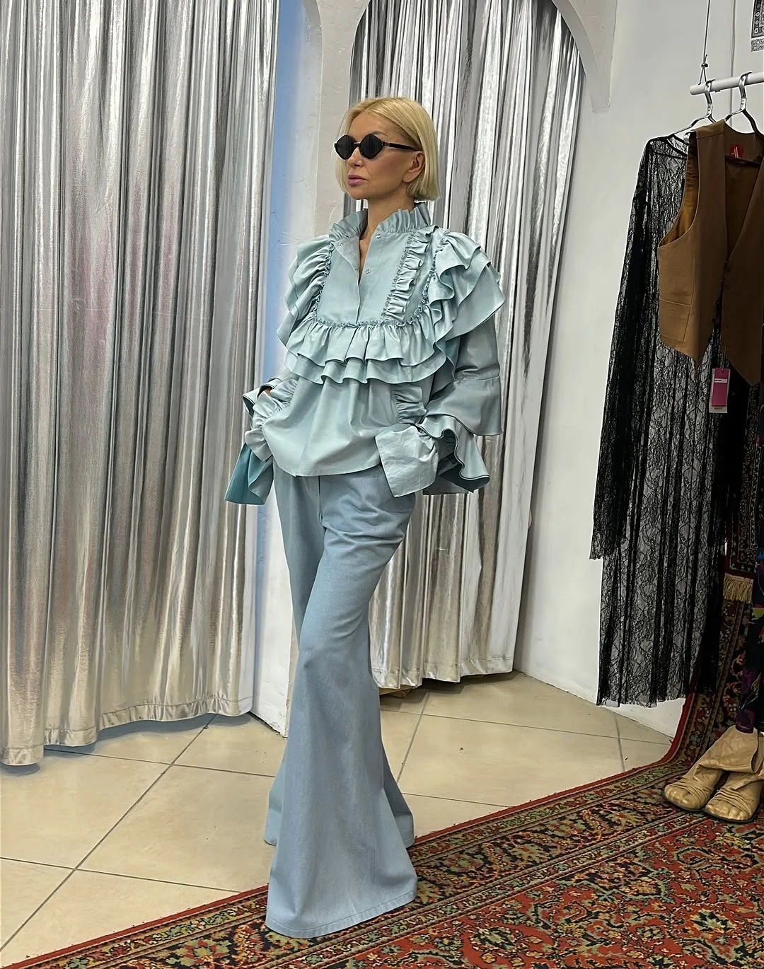 fall comfy outfits 2026 Romantic Ruffles Meet Modern Tailoring
