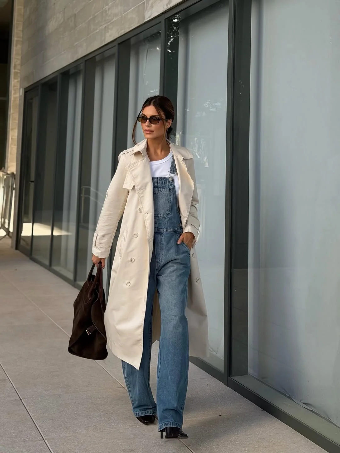 fall comfy outfits 2026 Denim Overalls And Classic Trench Layers