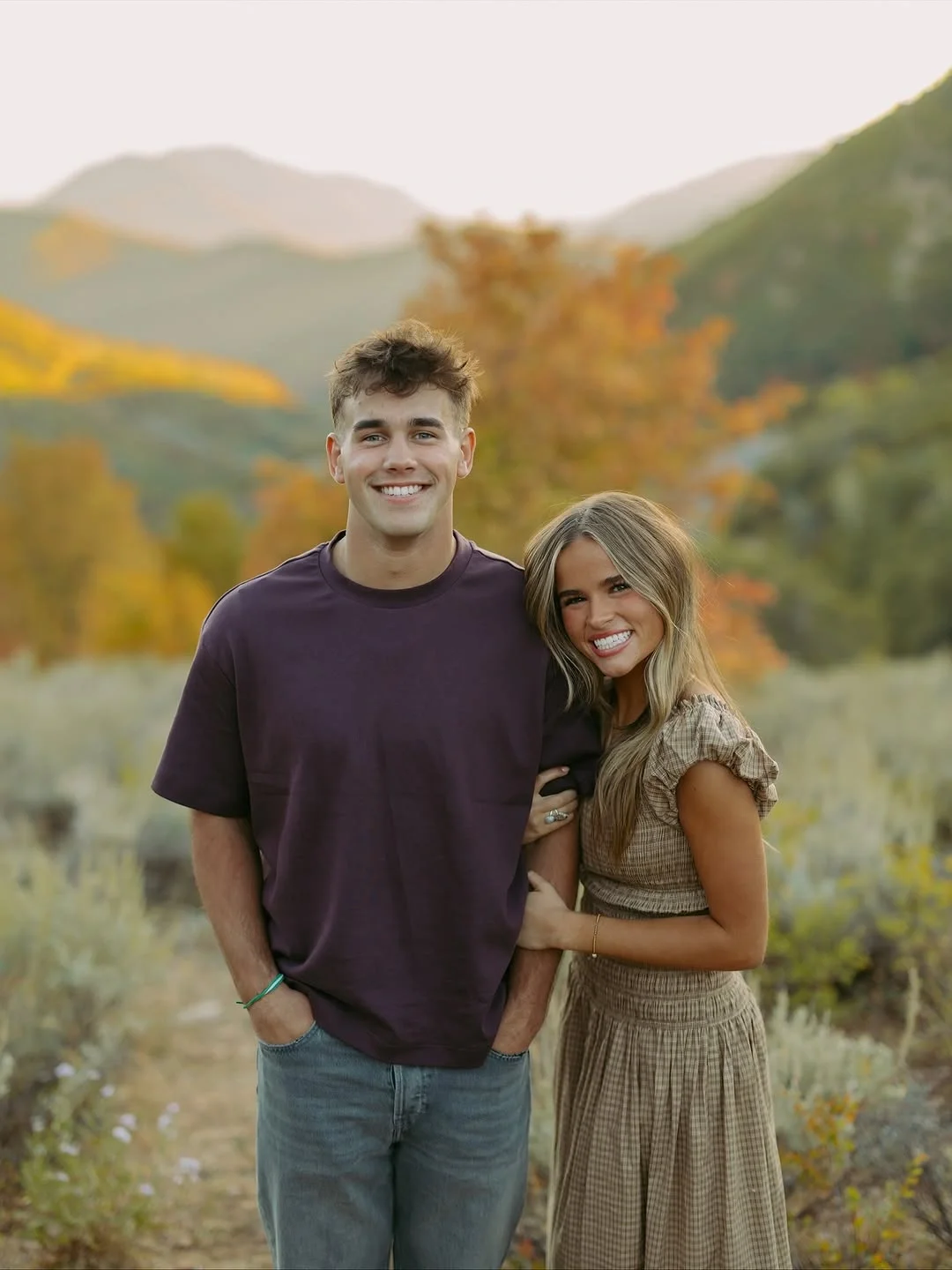 fall engagement photo outfits 2026 Soft Earth Tones For A Cozy Mountain Session