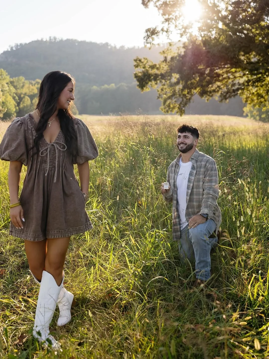 fall engagement photo outfits 2026 Western Charm With White Boots