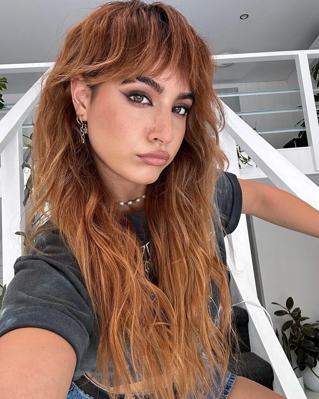 fall hairstyles 2026 Copper Shag With Modern Fringe