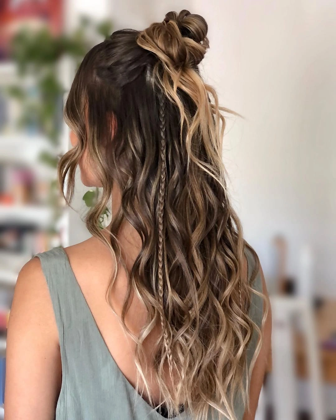 fall hairstyles for office 2026 Half Up Knot With Loose Waves
