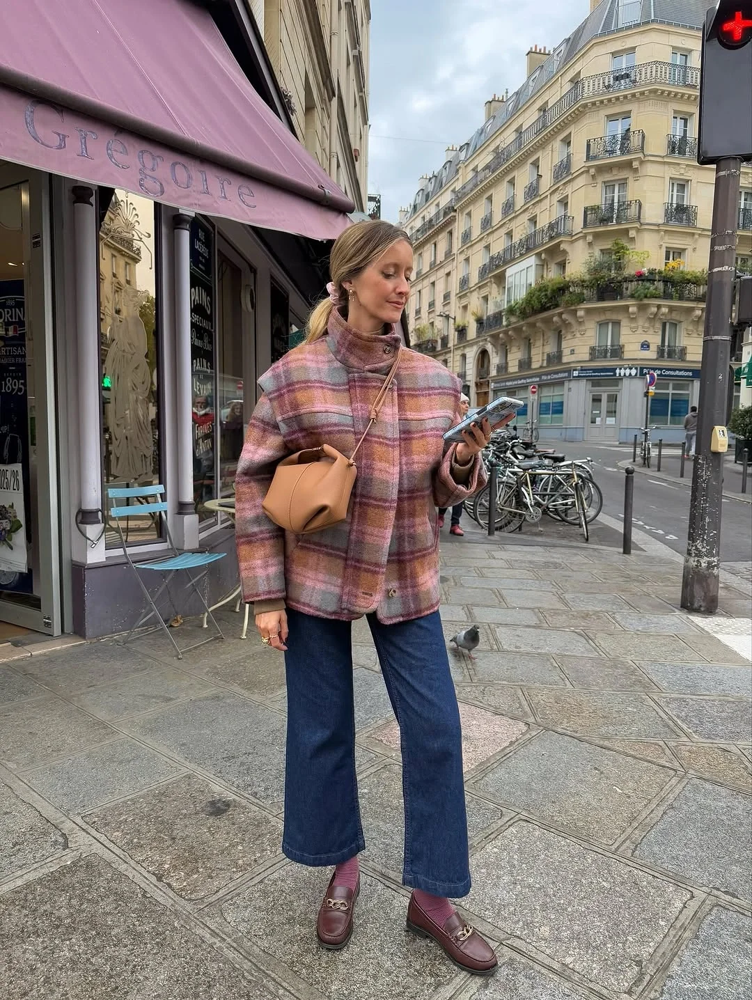 fall jackets outfit 2026 Soft Plaid Jacket With Vintage Appeal