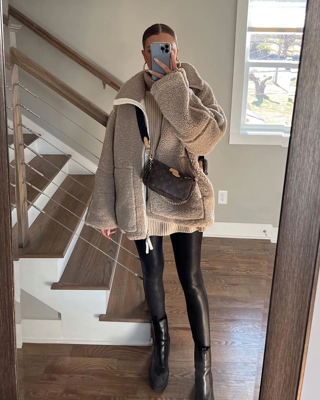 fall outfits teddy coat 2026 Casual Teddy Jacket With Leggings And Boots
