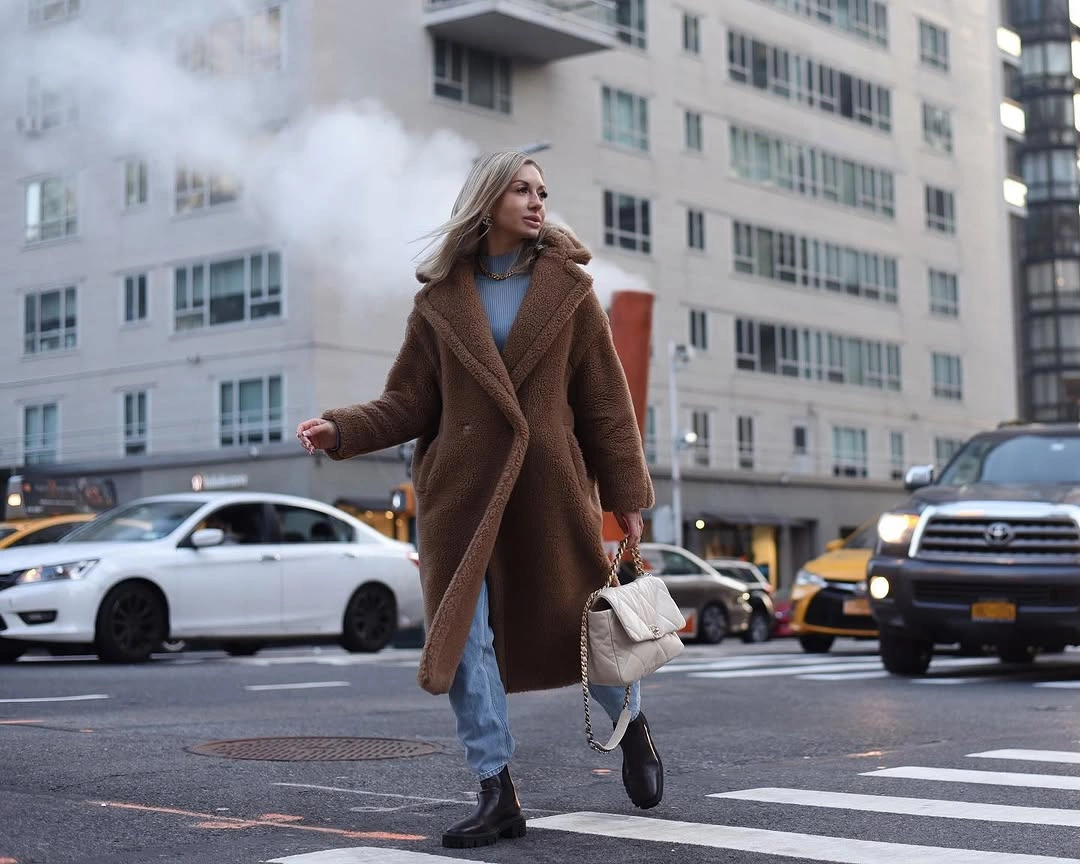 fall outfits teddy coat 2026 Modern Downtown Teddy Coat With Denim