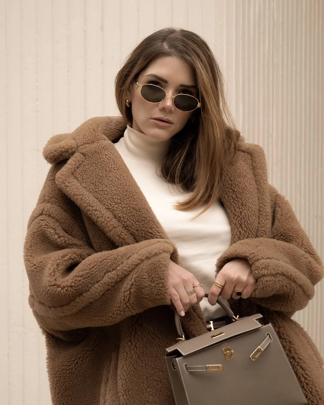 fall outfits teddy coat 2026 Rich Brown Teddy Coat With Elegant Neutrals