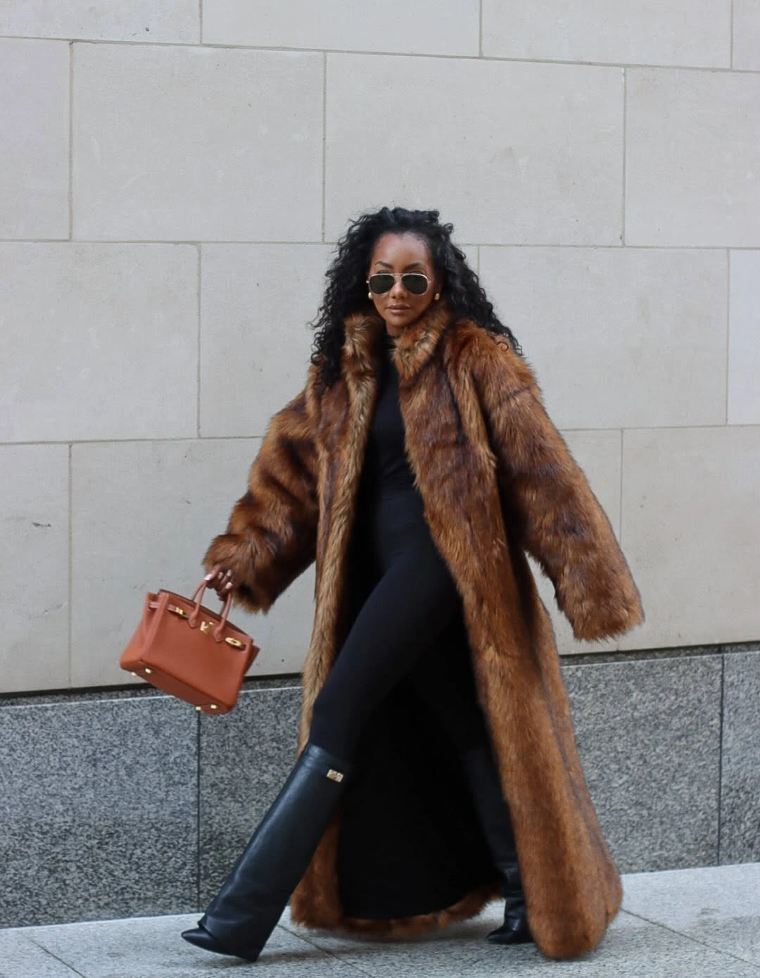 fall outfits with heeled boots 2026 Bold Faux Fur And Sleek Black Boots